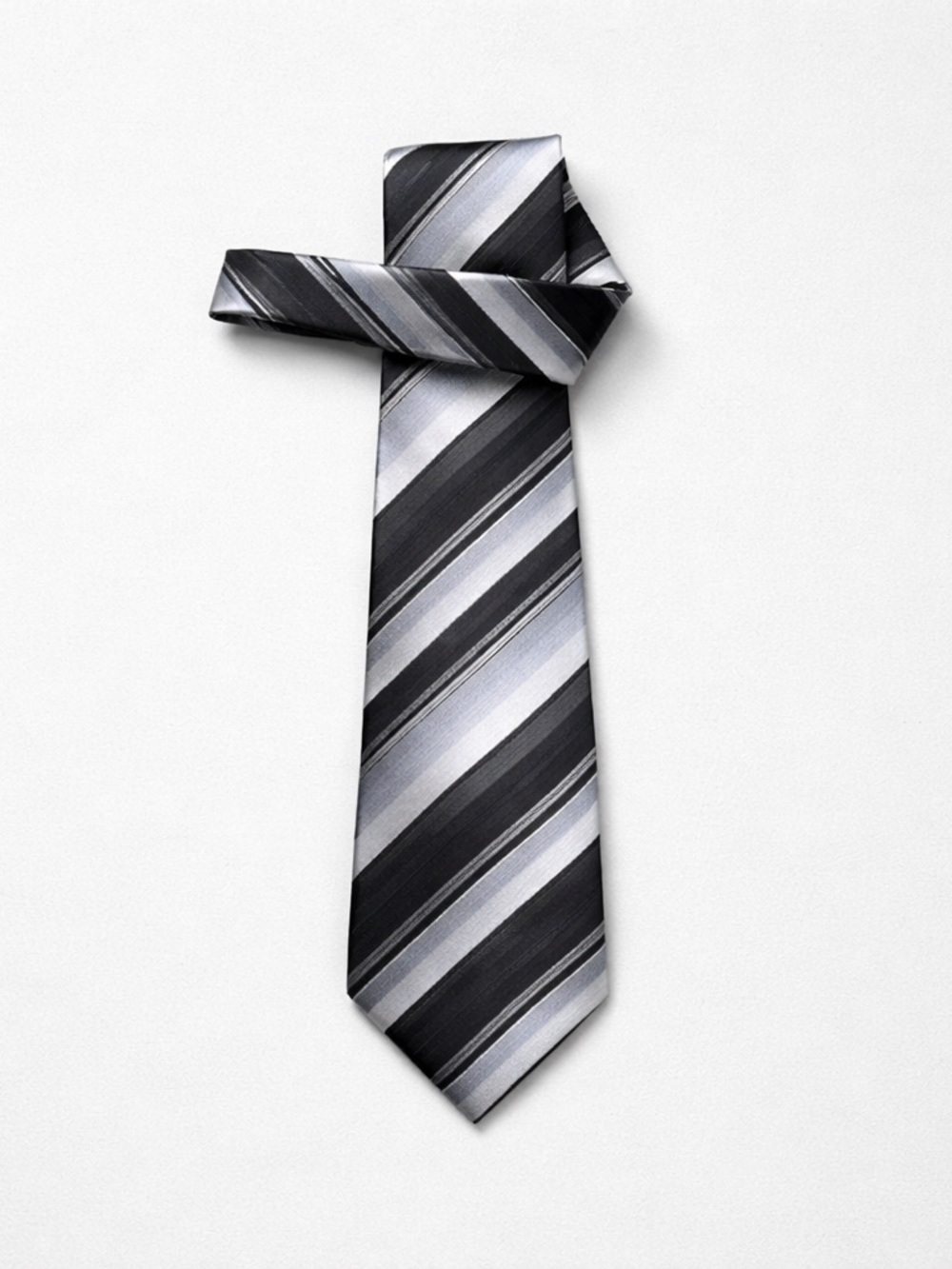 Protocol 100% Silk Classic Black and Silver Diagonal Stripe Men's Tie